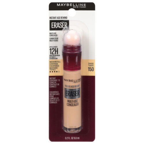 Maybelline Instant Age Rewind Concealer, Multi-Use, Eraser, Medium/Full Coverage, Shade 150