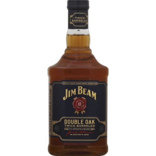 Jim Beam Whiskey, Kentucky Straight Bourbon, Double Oak Twice Barreled