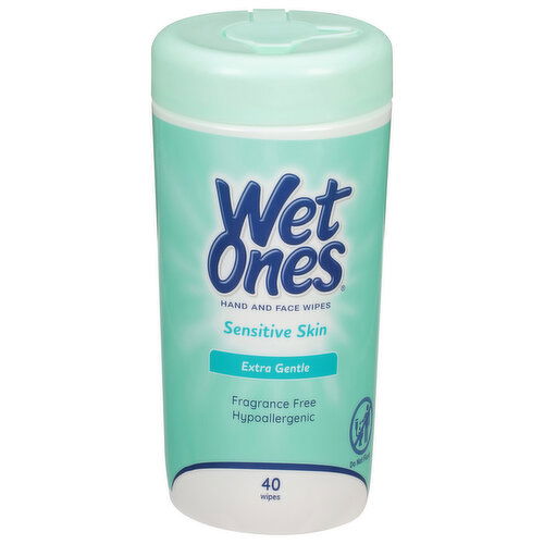 Wet Ones Hand and Face Wipes, Sensitive Skin, Fragrance Free, Extra Gentle