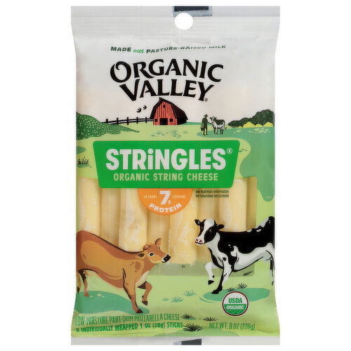 Organic Valley Stringles String Cheese, Organic, Part-Skim, Mozzarella, Low-Moisture