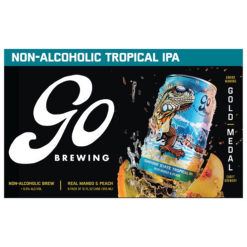 Go Brewing Brew, Non-Alcoholic, Sunshine State Tropical IPA with Mango & Peach