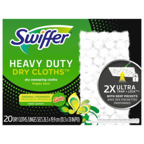 Swiffer Dry Cloths Sweeping Cloths, Dry, Heavy Duty, Original Freshness Scent, Gain