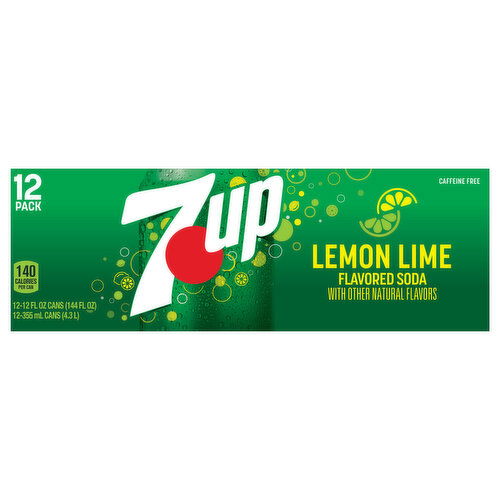 7-UP Soda, Lemon Lime Flavored, 12 Pack