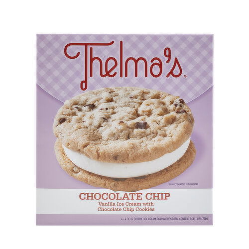 Thelma's 4-4 Fl. Oz. 4 Pack Ice Cream Sandwiches Thelma's Chocolate Chip Ice Cream Sandwich 4 Pack