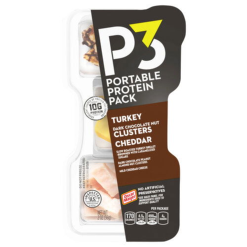 P3 Portable Protein Pack, Turkey Dark Chocolate Nut Clusters Cheddar