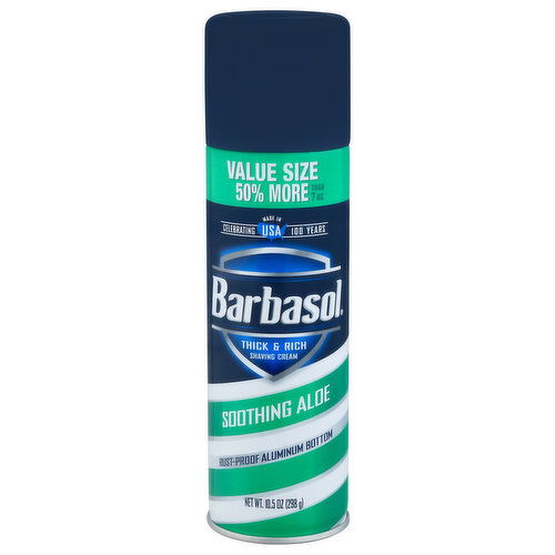 Barbasol Shaving Cream, Thick & Rich, Soothing Aloe, Value Size