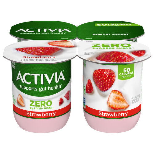 Activia Yogurt, Non Fat, Zero Added Sugar, Strawberry