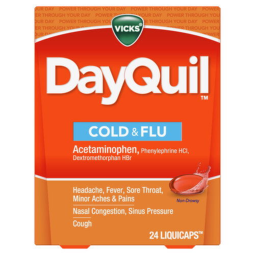 Vicks Cold & Flu Vicks DayQuil Cold & Flu, LiquiCap Over-the-Counter Medicine, 24ct