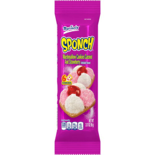 Marinela Sponch Coconut and Strawberry Marshmallow Cookies, 6  count, 3.17 oz