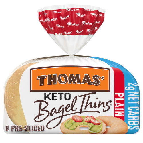 Thomas' Bagel Thins Plain Pre-sliced Bagel Thins, 8 count, 13 oz