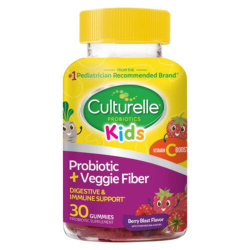 Culturelle Kids Probiotic + Veggie Fiber, Digestive & Immune Support, Gummies, Mixed Berry Flavor