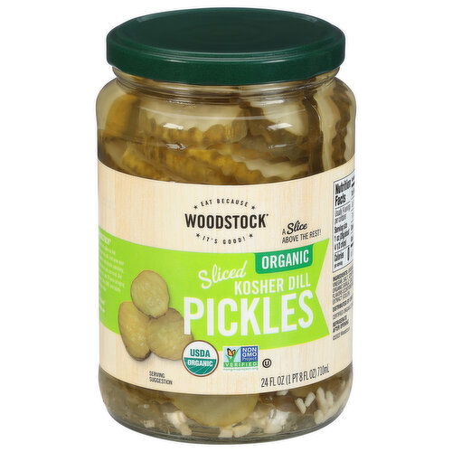 Woodstock Pickles, Kosher Dill, Sliced, Organic