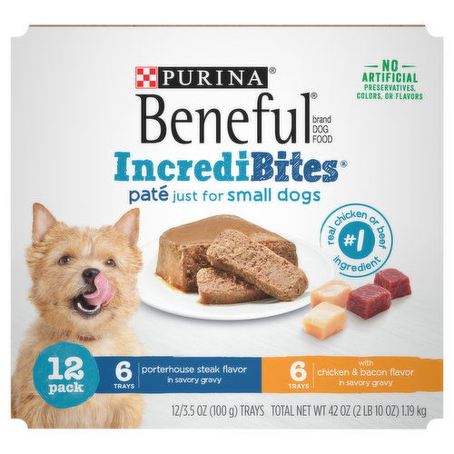 Beneful IncrediBites Dog Food, Pate, Small Dogs, 12 Pack