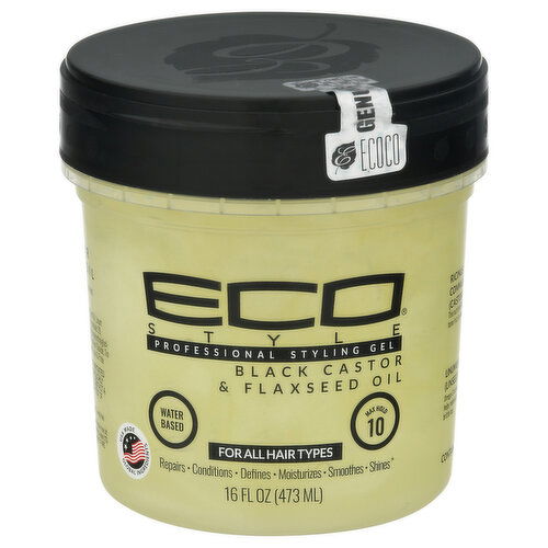 Eco Style Styling Gel, Professional, Black Castor & Flaxseed Oil