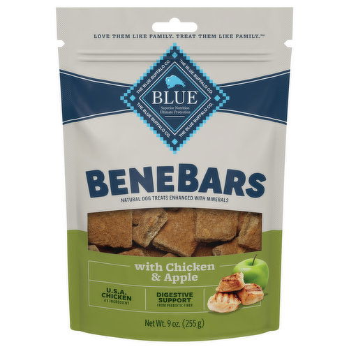 Blue Buffalo Blue Dog Treats, Benebars, with Chicken & Apple