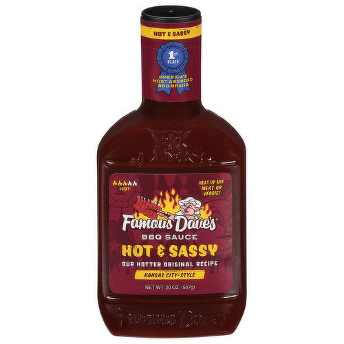 Famous Dave's BBQ Sauce, Hot & Sassy, Kansas City-Style, Hot