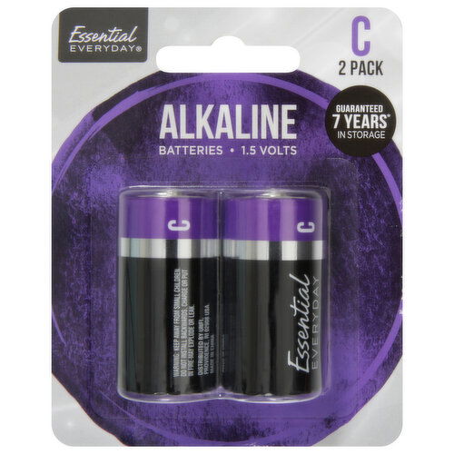 Essential Everyday Batteries, C, 2 Pack