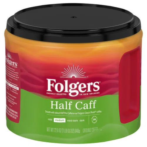 Folgers Coffee, Ground, Half Caff, Medium