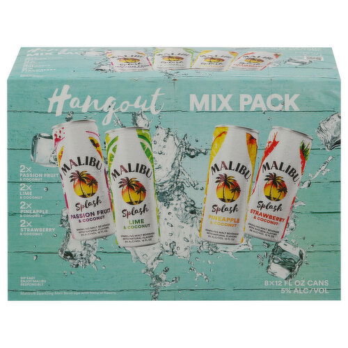 Malibu Malt Beverage, Sparkling, Hangout Mix Pack