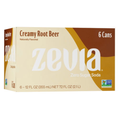 Zevia Soda, Zero Sugar, Creamy Root Beer