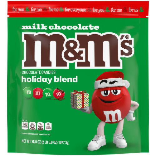 M&M'S M&M'S Milk Chocolate Christmas Candy, 38 oz Resealable Bag