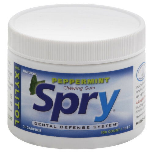 Spry Dental Defense System Chewing Gum, Sugarfree, Peppermint