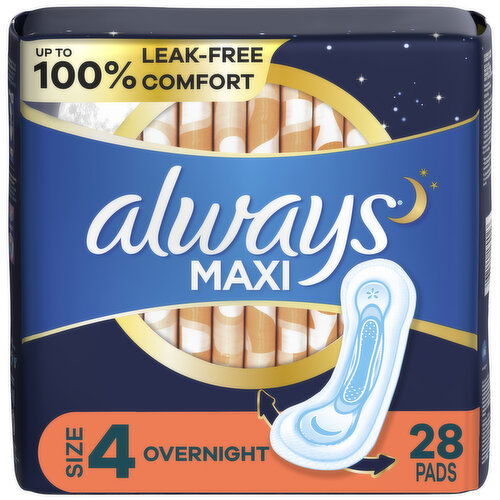 Always Maxi Maxi Overnight Pads without Wings, Size 4