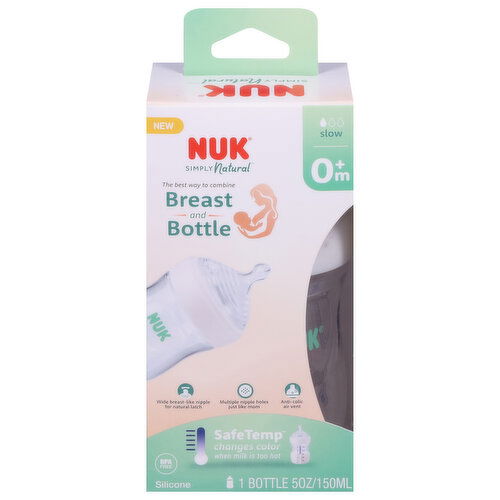 Nuk Simply Natural Bottle, Silicone, Slow, 5 Ounce