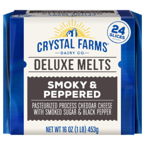 Crystal Farms Cheddar Cheese, Smoky & Peppered, Deluxe Melts