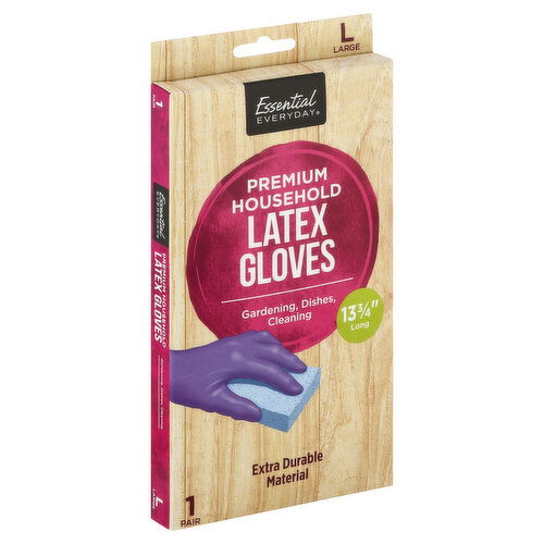 Essential Everyday Latex Gloves, Premium Household, Large