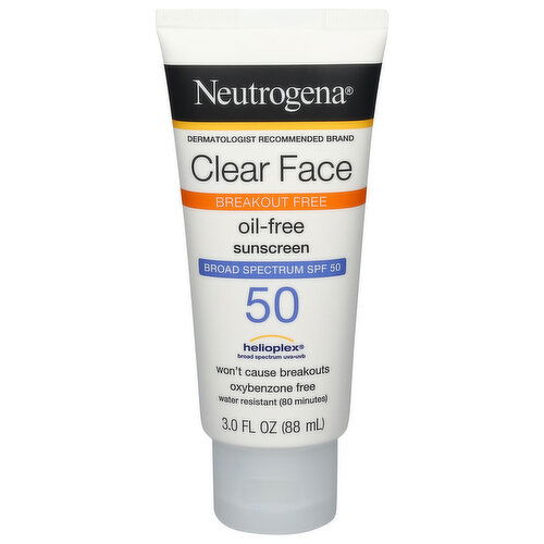 Neutrogena Clear Face Sunscree, Oil-free, Breakout Free, SPF 50