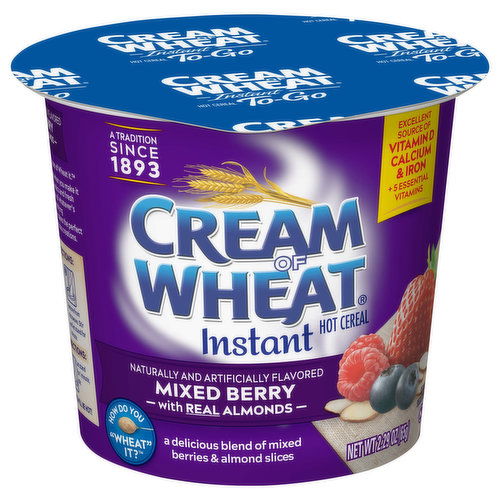 Cream Of Wheat Hot Cereal, Instant, Mixed Berry with Almonds, To-Go