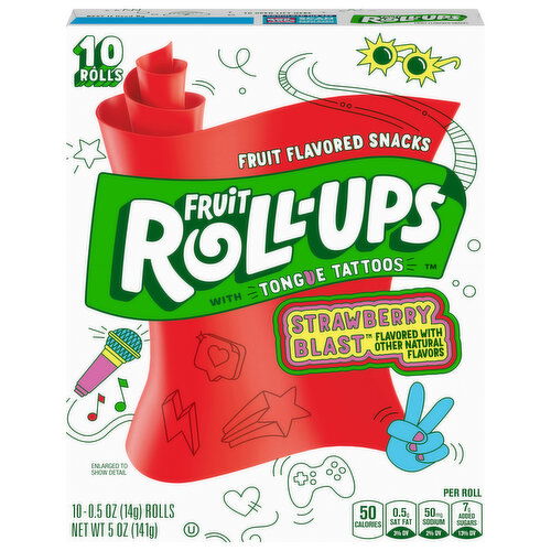 Fruit Roll-Ups Strawberry Blast Fruit Flavored Snacks with Tongue Tattoos