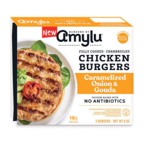 Amylu Caramelized Onion & Gouda Chicken Burgers