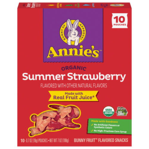 Annie's Fruit Flavored Snacks, Summer Strawberry, Bunny, Organic