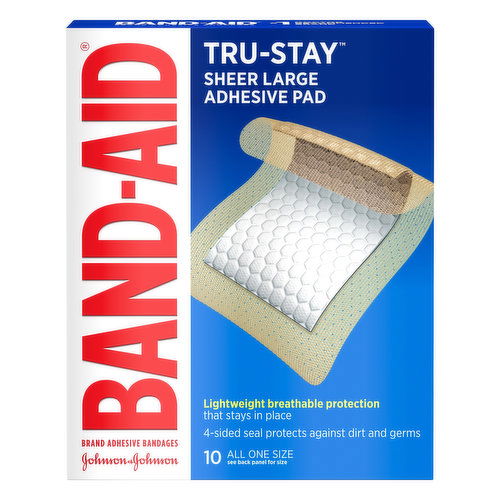 Band Aid Tru-Stay Adhesive Pad, Sheer Large, All One Size