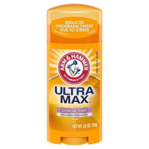 Arm & Hammer Ultra Max Antiperspirant Deodorant, Powder Fresh, Solid