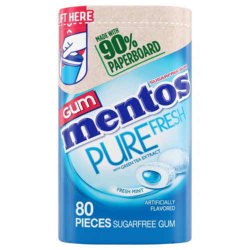 Mentos Gum, Sugar Free, Fresh Mint