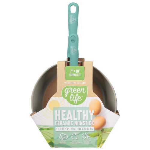 Green Life Frypan Set, Healthy Ceramic Nonstick, 7+10 Inch