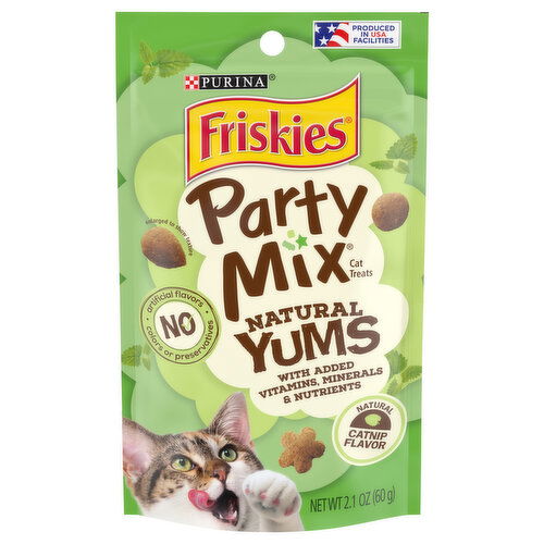 Friskies Party Mix Made in USA Facilities, Natural Cat Treats, Party Mix Natural Yums Catnip Flavor