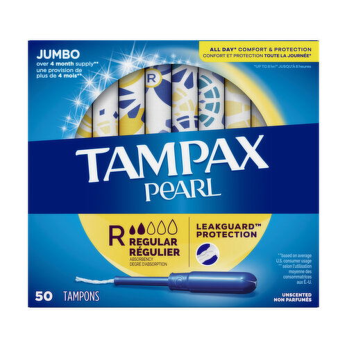 Tampax Pearl Tampax Pearl Tampons, Regular 50 Ct