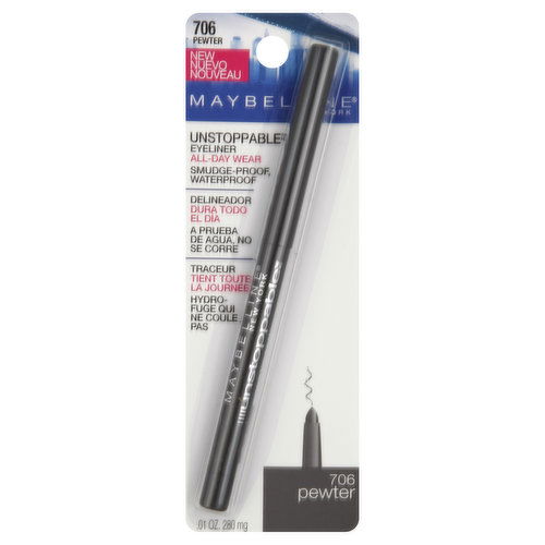 maybelline Unstoppable Eyeliner, Smudge-Proof, Waterproof, Pewter 706