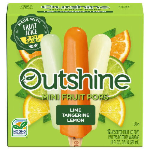 Outshine Fruit ice Pops, Lime/Tangerine/Lemon, Mini