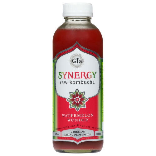 GT's Synergy Kombucha, Raw, Watermelon Wonder