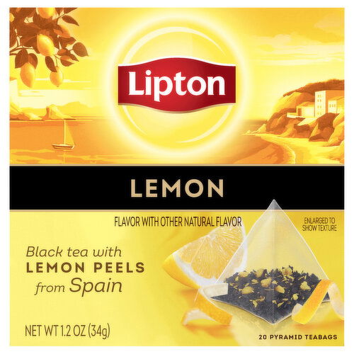 Lipton Black Tea, with Lemon Peels from Spain, Lemon, Pyramid Teabags