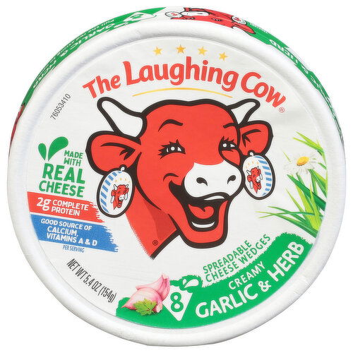 The Laughing Cow Cheese Wedges, Spreadable, Creamy, Garlic & Herb