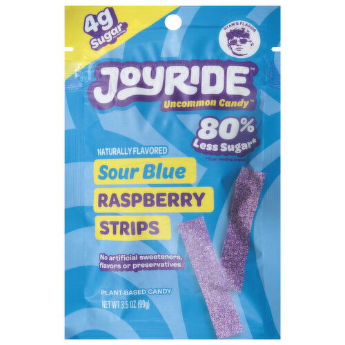 Joyride Candy, Plant-Based, Sour Blue Raspberry Strips