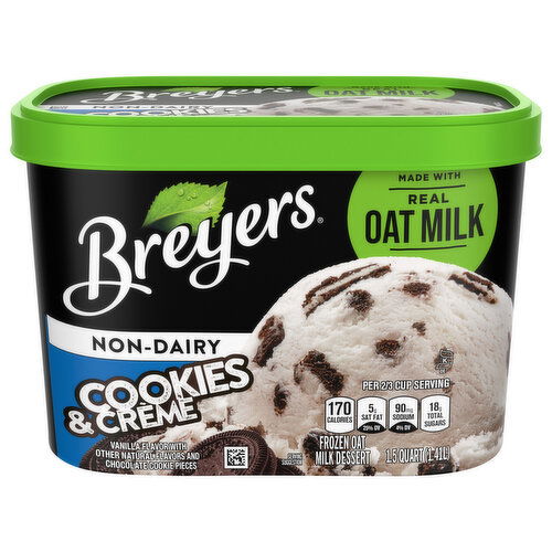 Breyers Oat Milk Dessert, Non-Dairy, Frozen, Cookies & Creme