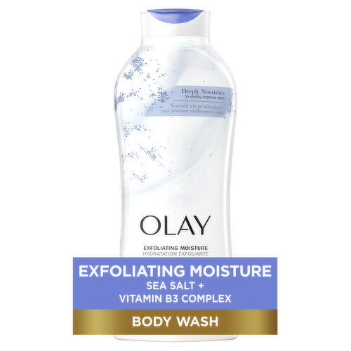 Olay Exfoliate & Replenish Exfoliating Body Wash with Sea Salts, 22 fl oz