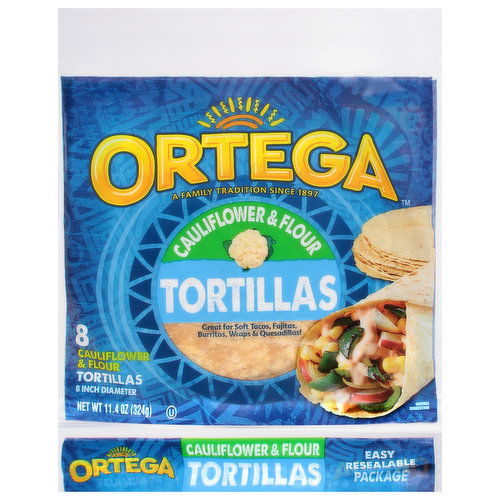 Ortega Tortillas, Cauliflower & Flour, 8 inch
